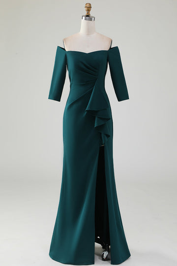 Dark Green Mermaid Off The Shoulder Mother Of The Bride Dress